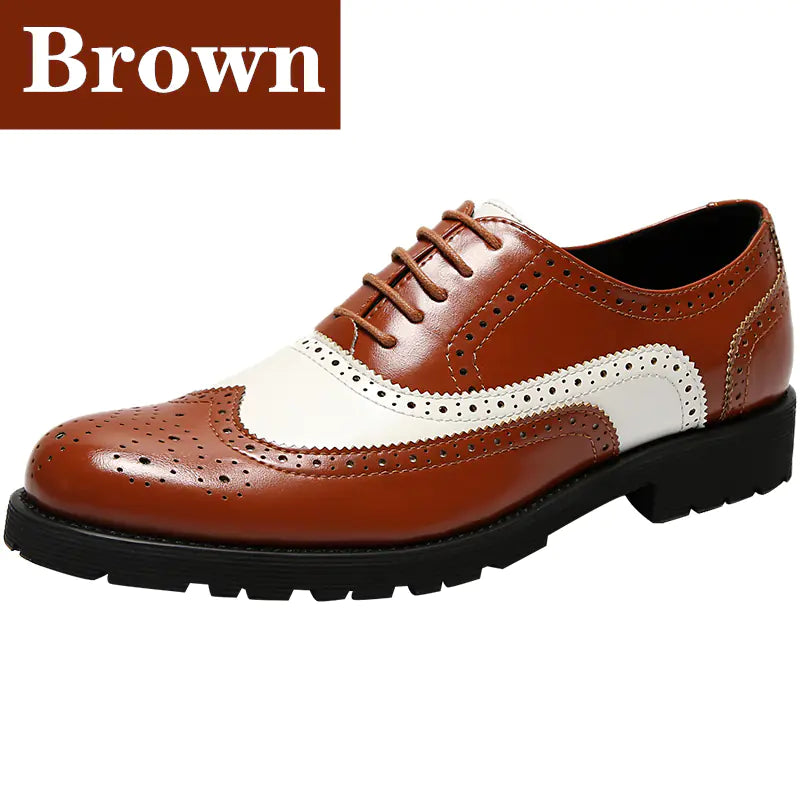Men's Color Block Brogue Business Casual Shoes