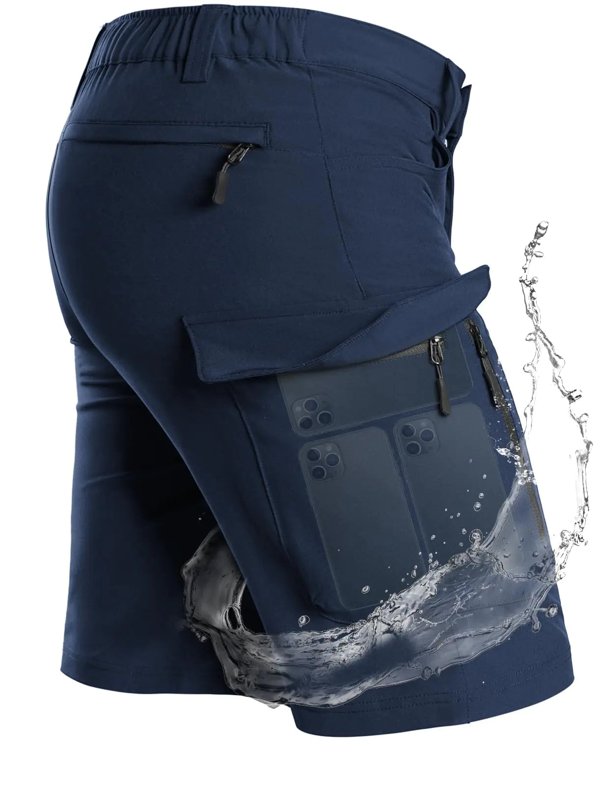 Moosehill Mens Hiking Cargo Shorts with 7 Pockets Quick Dry for Casual Work Tactical Fishing Camping Summer Stretch Waterproof(Dark Blue Shorts30)