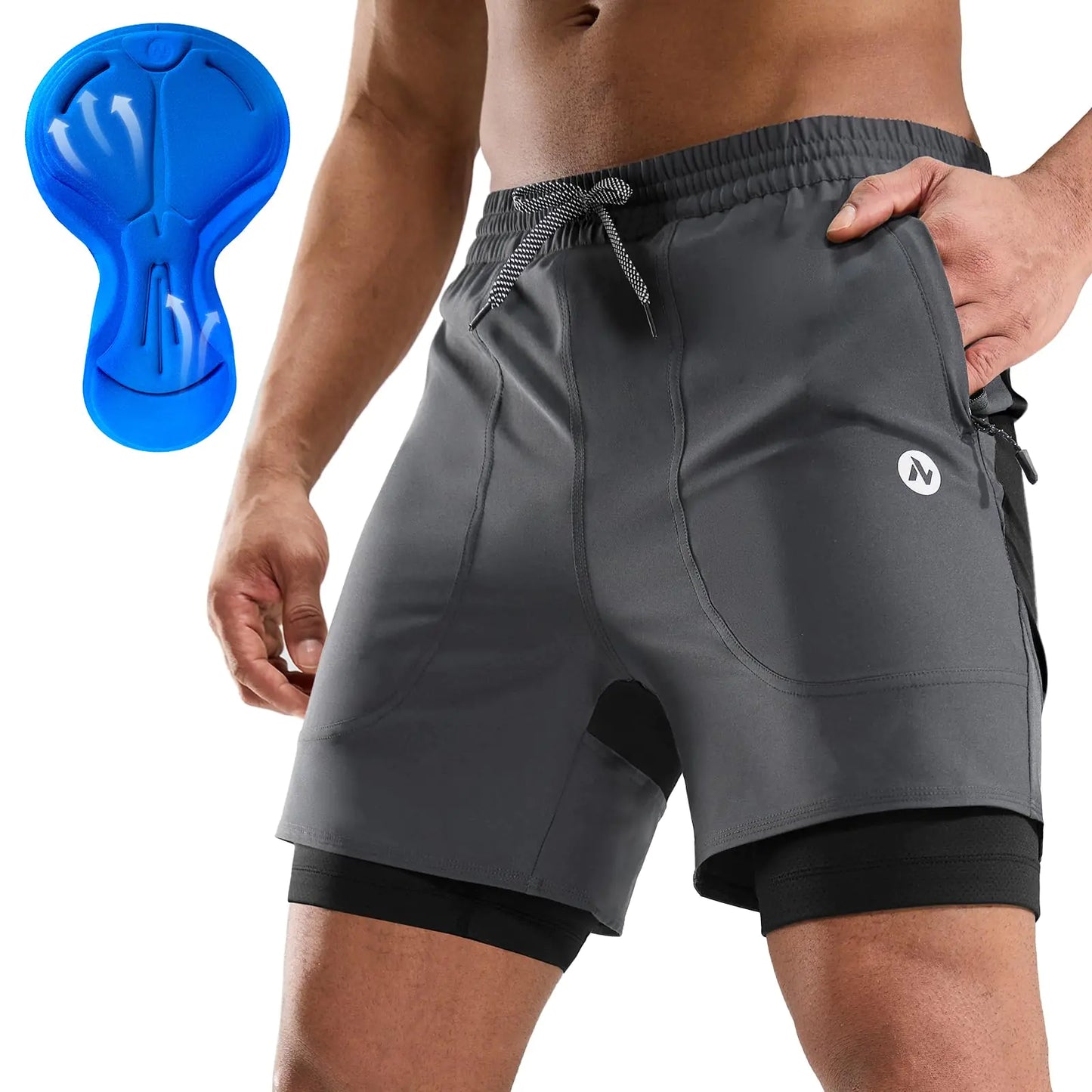 Nepest Mountain Bike Shorts for Men Loose-fit Lightweight Quick Dry 3D Padding MTB Short with Zip Pockets Cycling Bicycle Biking Dark Grey/BlackXXL