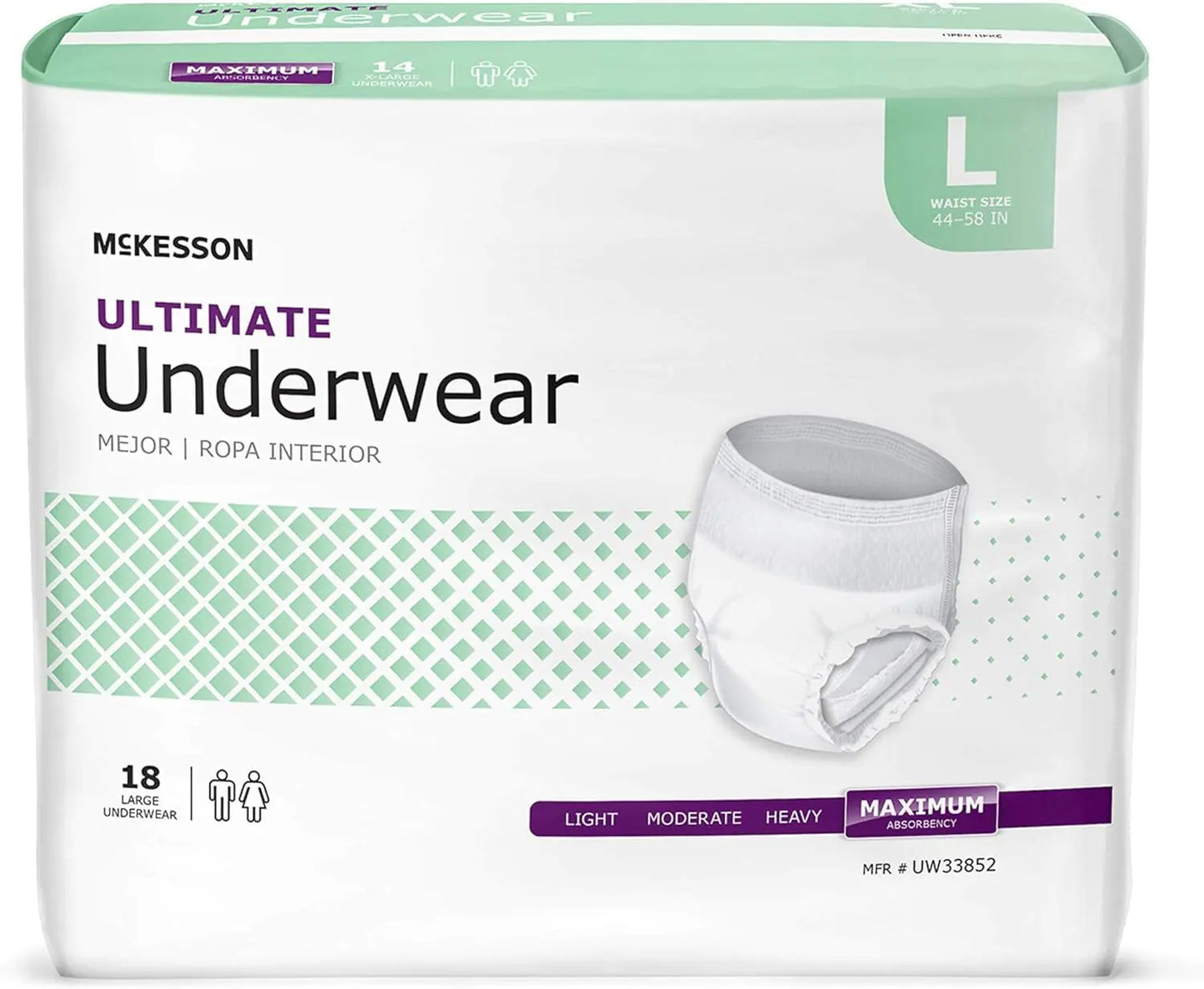 McKesson Ultimate Underwear Incontinence Maximum Absorbency Large 72 Count