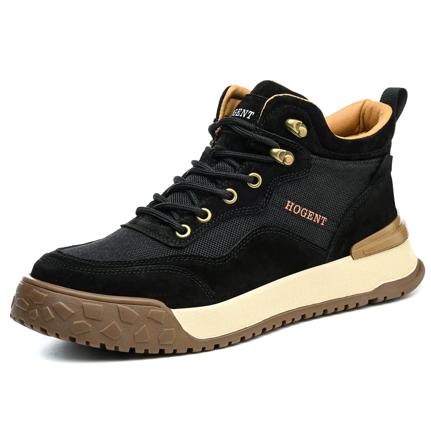 Hogent Steel Toe Work Boots for Men Comfortable Mens Work Safety Boots Leather Boots for Construction Indestructible Welding Shoes Working Boots for Men Black