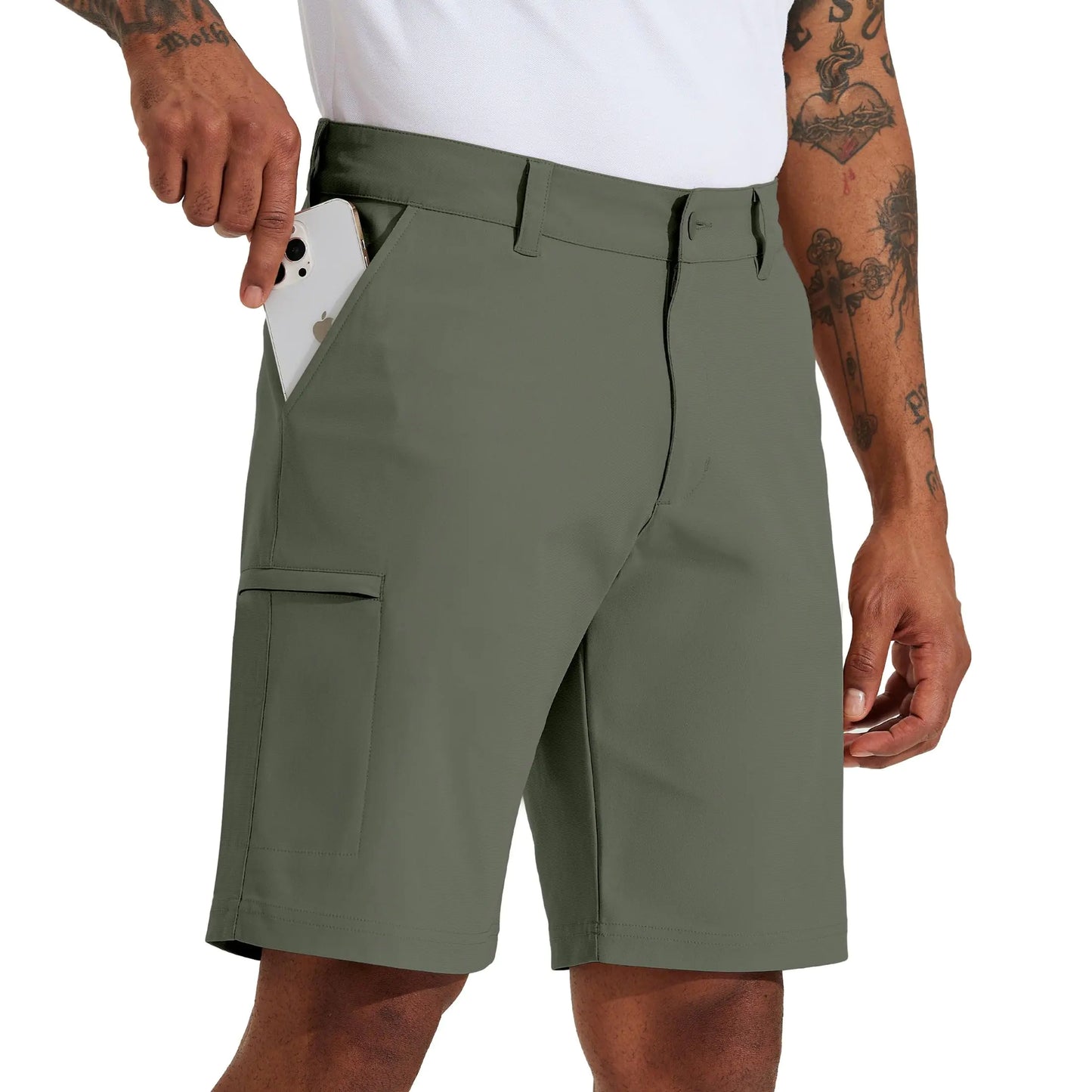Willit Mens Golf Shorts Stretch Hiking Cargo Shorts Athletic Quick Dry Casual Work Shorts with Pockets 10" Dark Forest 38