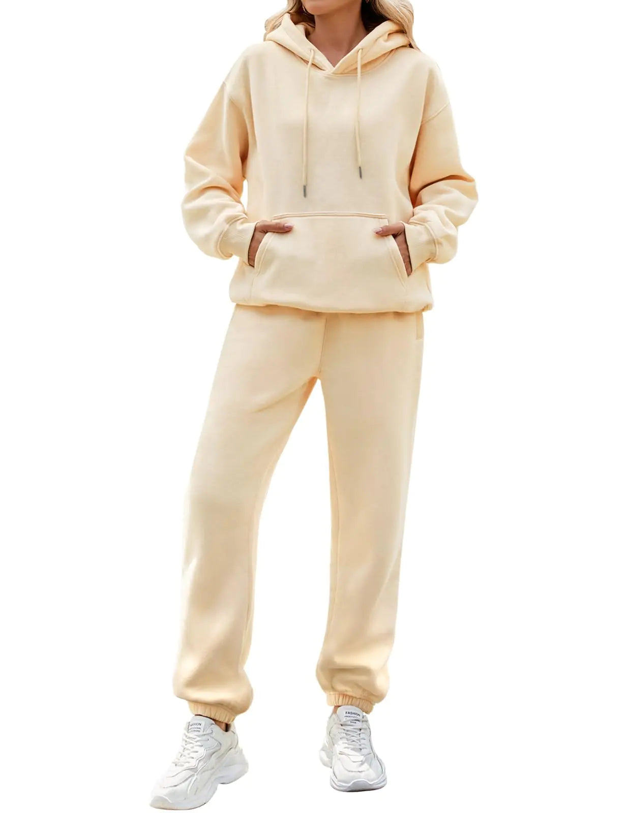 Jyanl Womens 2 Piece Outfits Oversized Hoodie Sweatsuit Sets Winter Lounge Pullover Tops Jogger Sweatpants Baggy Sweatshirt Fleece Tracksuit
