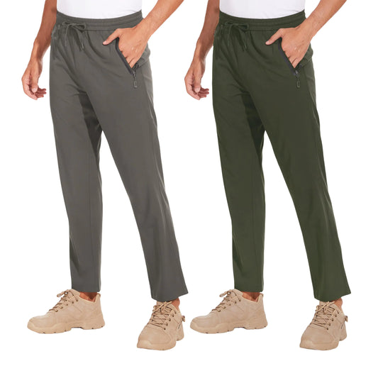 NATUVENIX Hiking Pants Men 2 Pack Lightweight Mens Workout Pants Stretch Running Travel Pants for Men Quick Dry Sweatpants