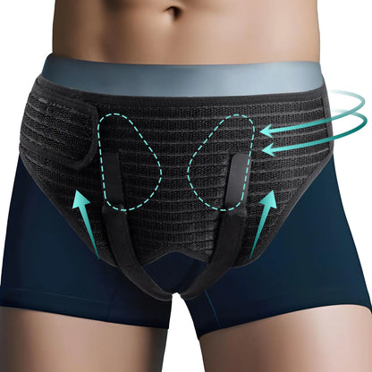 GRLEAYIE Hernia Belts for Men Inguinal Groin Brace Hernia Support for Bilateral Hernia Groin Hernia Truss for Groin Pain Relief Medical Hernia Guard with 4 Compression Pads Adjustable Waist Guard - L