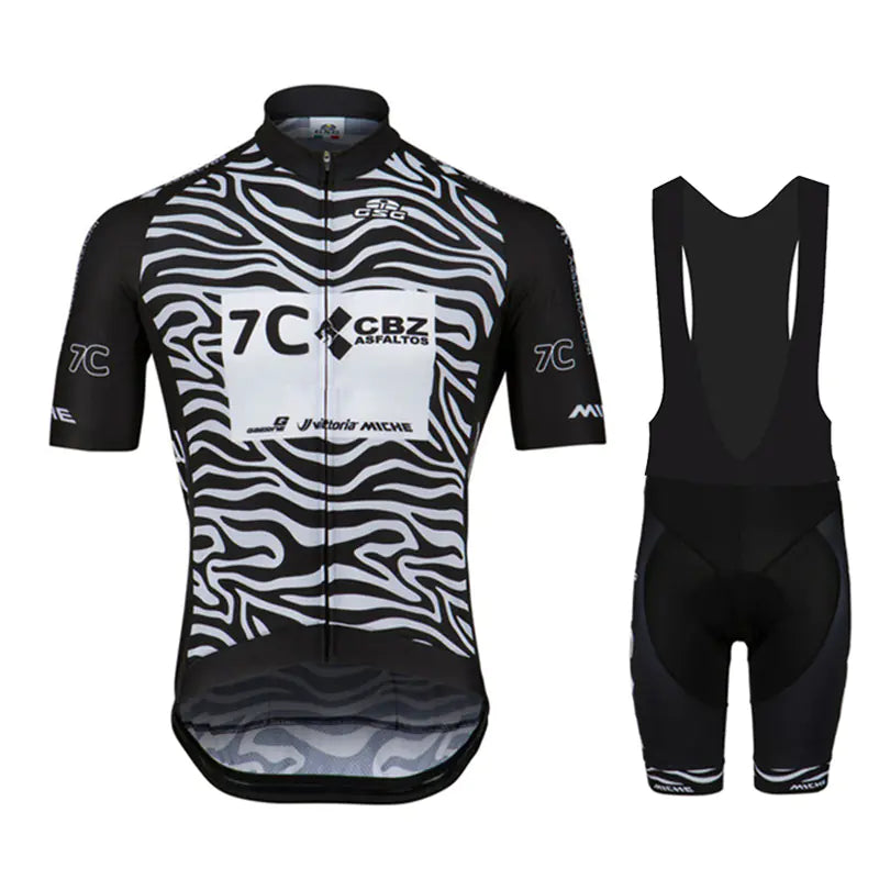 Short-Sleeved Cycling Jersey and Bib Suit Set