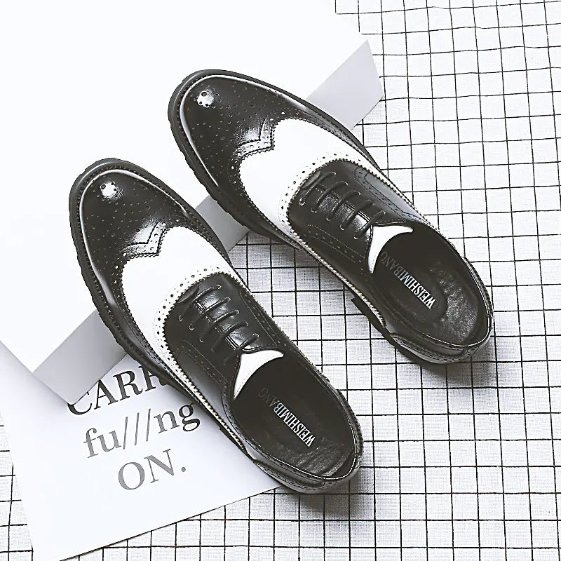 Men's Color Block Brogue Business Casual Shoes