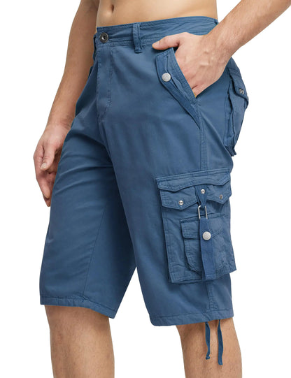 JAWERU Mens Cargo Shorts Casual Shorts Hiking Shorts Below Knee Relaxed Fit Multi Pockets Running Joggers Mens Shorts Quiet Harbor 42