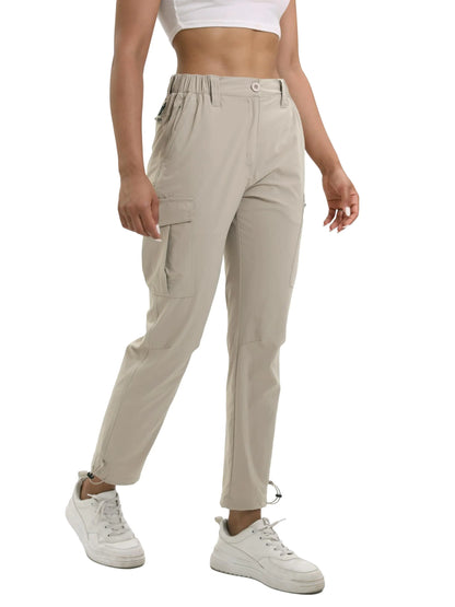 NATUVENIX Hiking Pants Women Lightweight Cargo Pants for Women Quick Dry Travel Pants Women Stretchy Womens Casual Pants Khaki