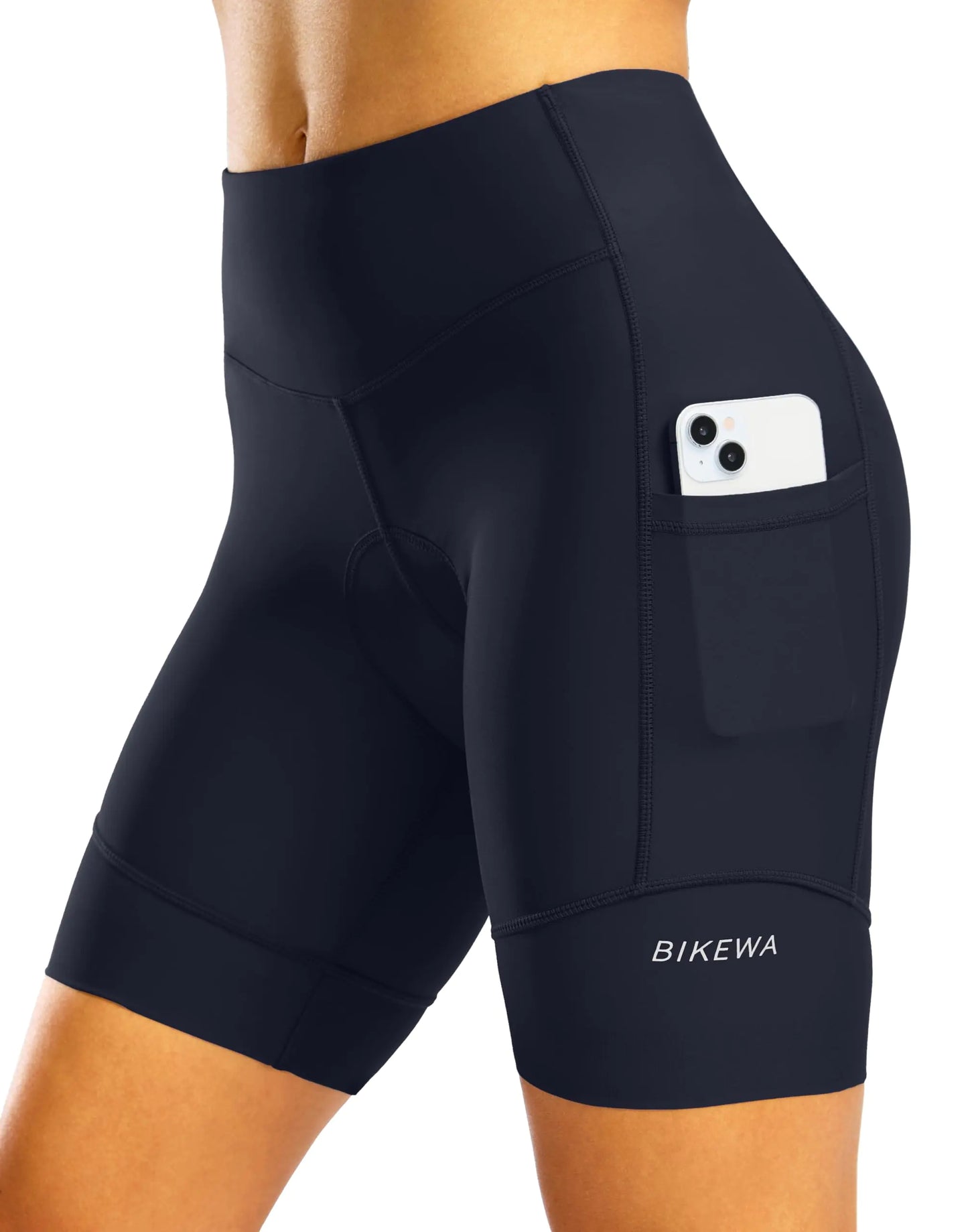 Padded Bike Shorts for Women High Waisted 4D Padding Cycling Bicycle Road Biking Cycle Biker Riding Spinning Shorts with Pockets(NavyXL)