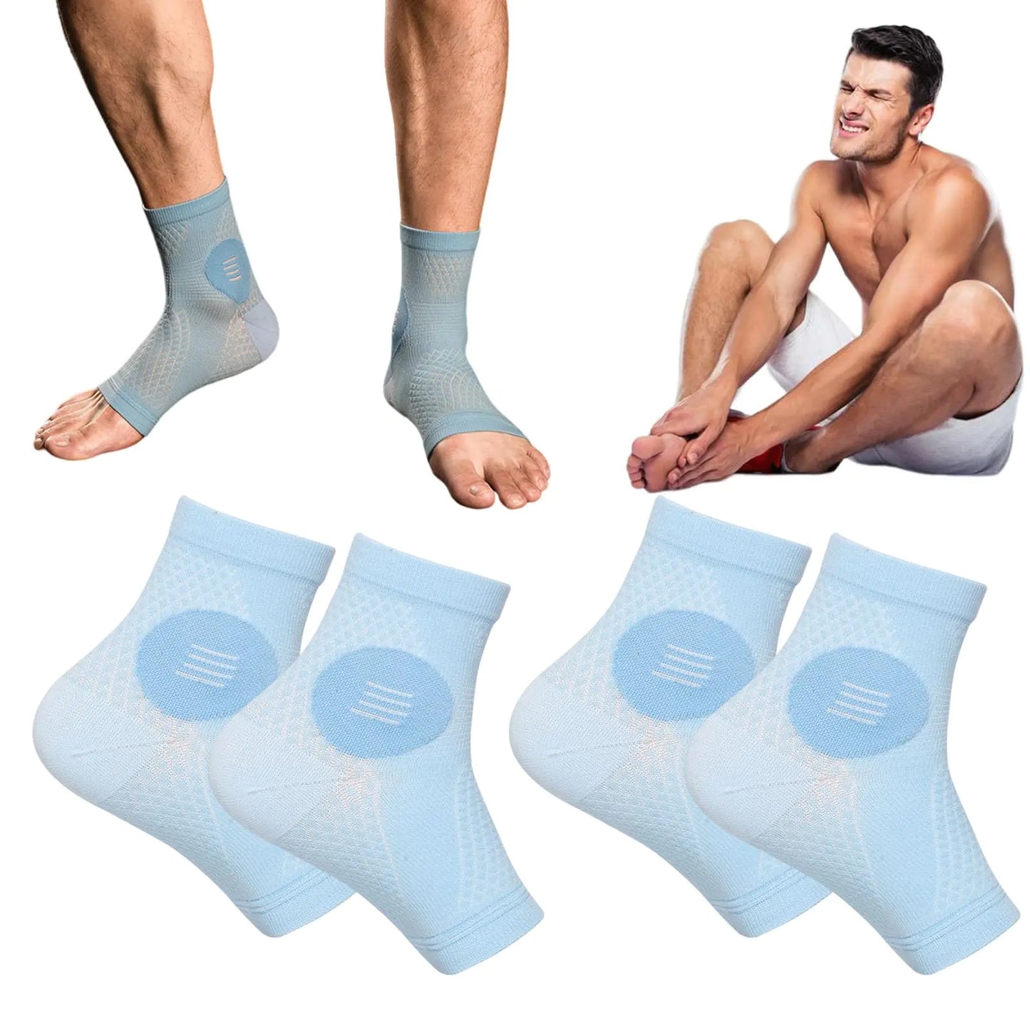 Yanmide 2Pairs Neuropathy Socks for Men and Women - Soothe Relief Socks for Neuropathy Pain Women - Plantar Fasciitis Socks - Anti Fatigue Compression Foot Sleeve Support Brace Sock (L Blue)