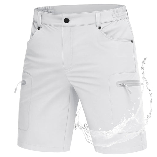 MAGCOMSEN Cargo Shorts for Men Quick Dry Hiking Shorts Lightweight Golf Shorts Water Resistant Camping Shorts Traveling Shorts White