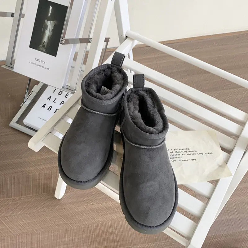 Women's Thick-soled Winter Boots - Warm Short Ankle Shoes
