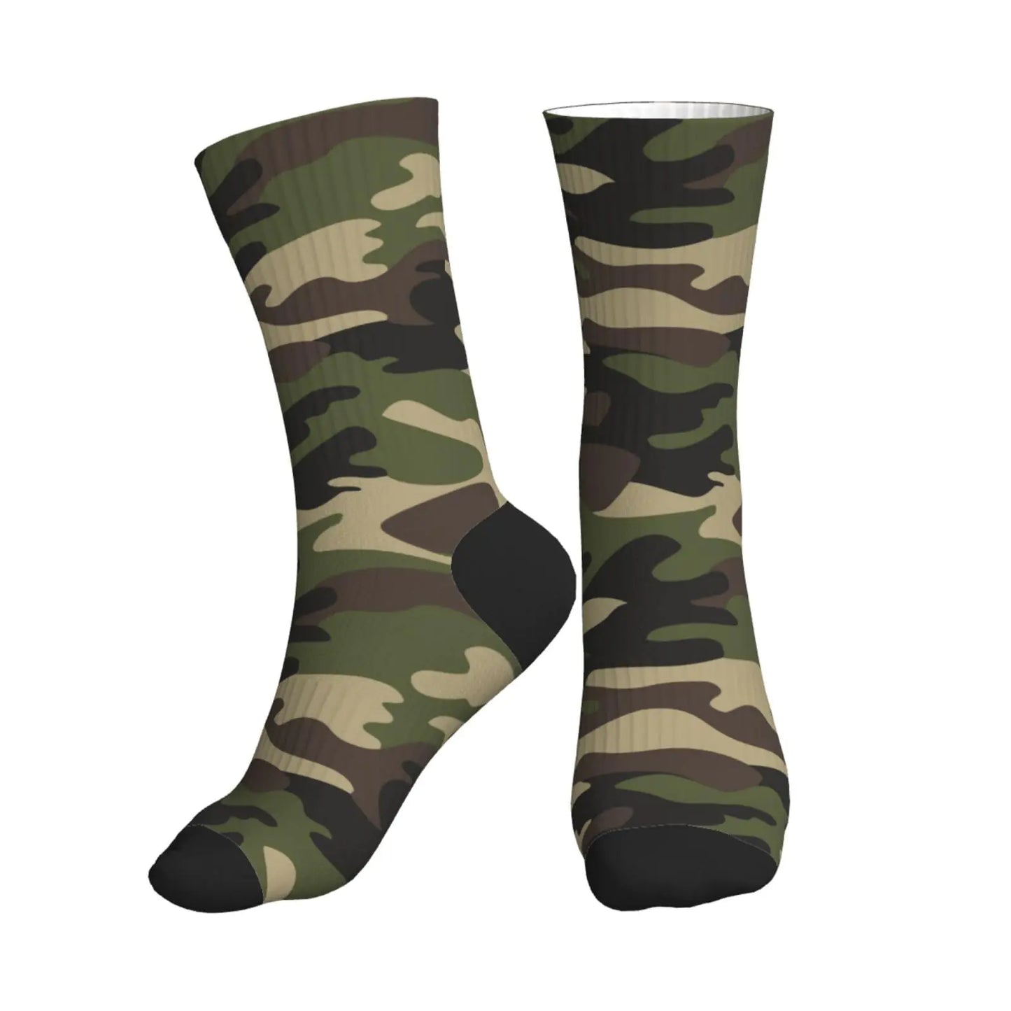 AIMASTZ Green Brown Camo Unisex Funny Novelty Sport Socks Funky Crazy Cool Soft Crew Socks