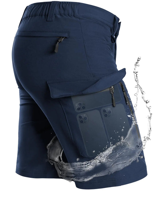 Moosehill Mens Hiking Cargo Shorts with 7 Pockets Quick Dry for Casual Work Tactical Fishing Camping Summer Stretch Waterproof（Dark Blue Shorts30）