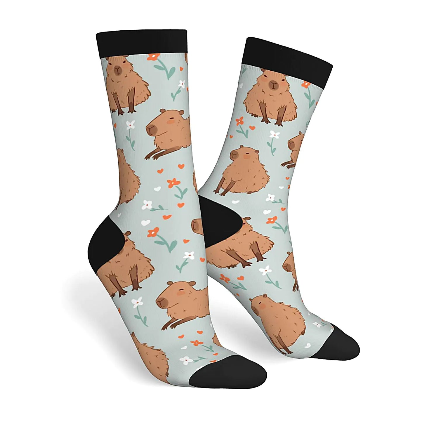 JKJOJIA Cute Capybara Animal Novelty Socks For Men Women Funny Crazy Crew Socks Casual Dress Socks Gifts