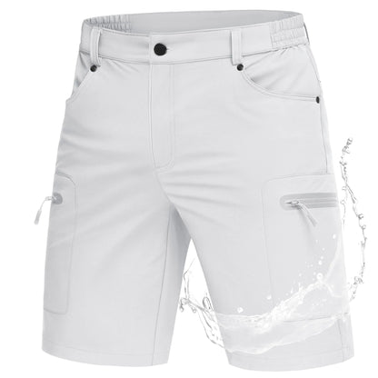 MAGCOMSEN Cargo Shorts for Men Quick Dry Hiking Shorts Lightweight Golf Shorts Water Resistant Camping Shorts Traveling Shorts White