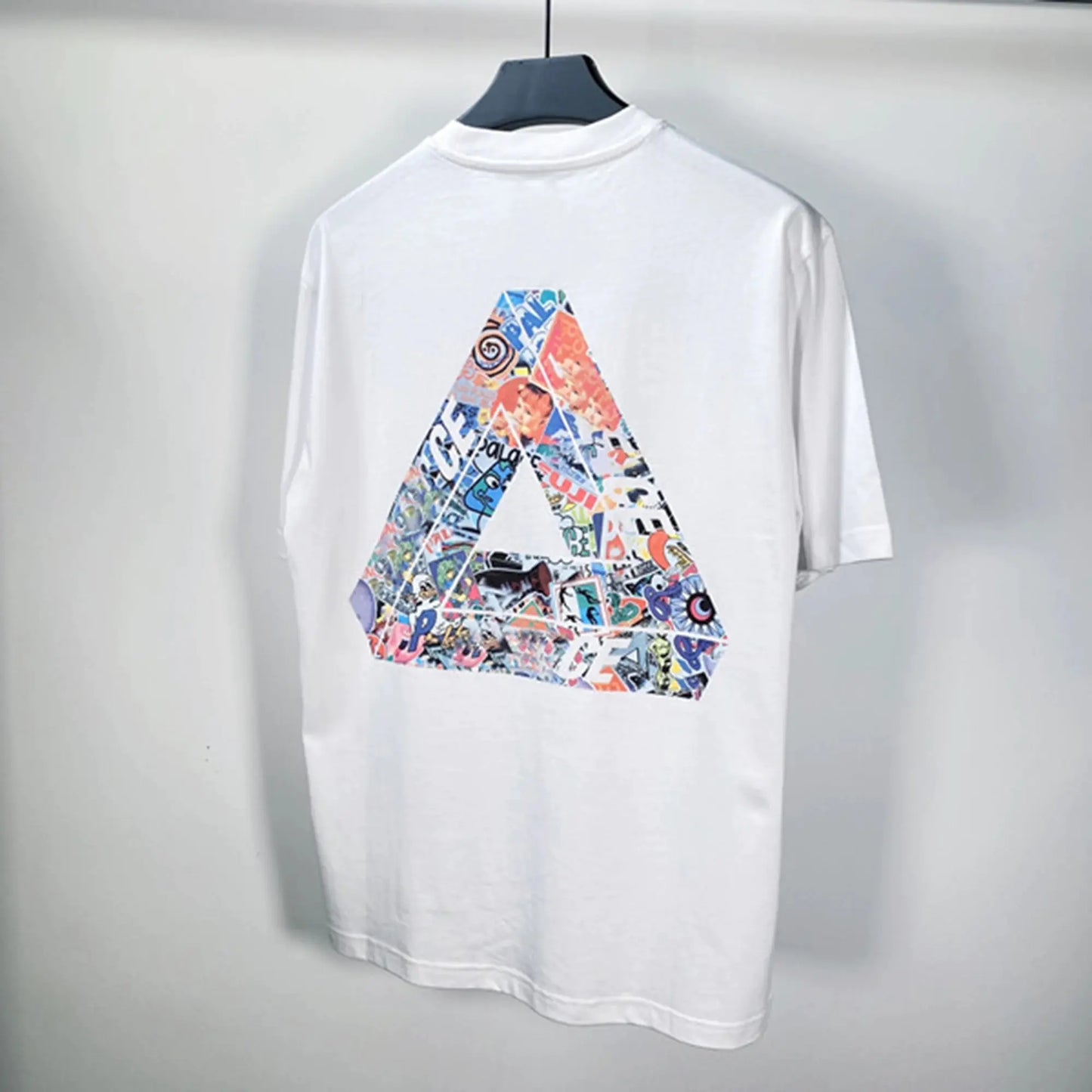 Funny Triangle Print Crew Neck Cotton T-shirt for Women