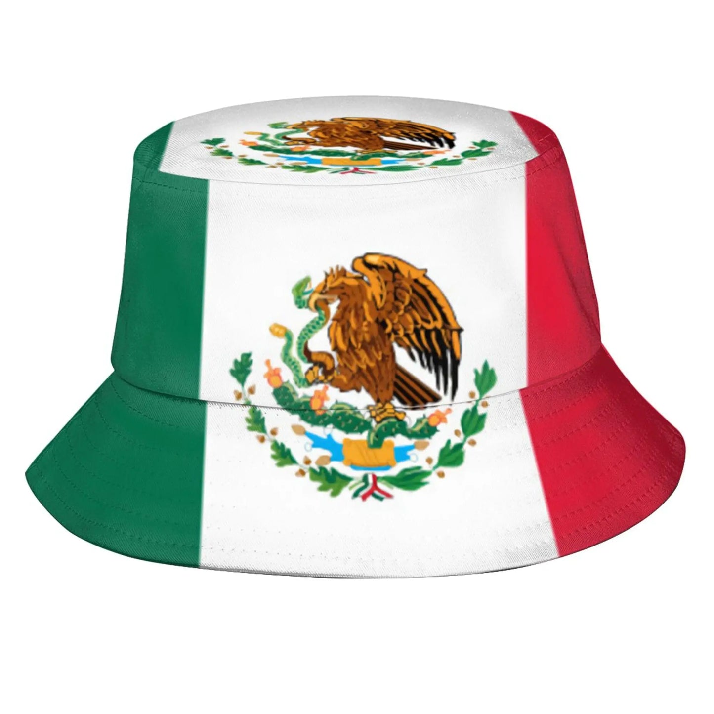 Mexican Flag Bucket Hat Sun Hats for Women Men Fashion Packable Mexico Summer Travel Beach Sun Hat Outdoor Patriotic Fisherman Cap