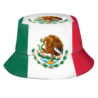 Mexican Flag Bucket Hat Sun Hats for Women Men Fashion Packable Mexico Summer Travel Beach Sun Hat Outdoor Patriotic Fisherman Cap