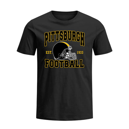 Generic Mens City Shirt Football Fans T-Shirt Short Sleeve Tee Mens Apparel Gifts (5XL Black) Pittsburghs