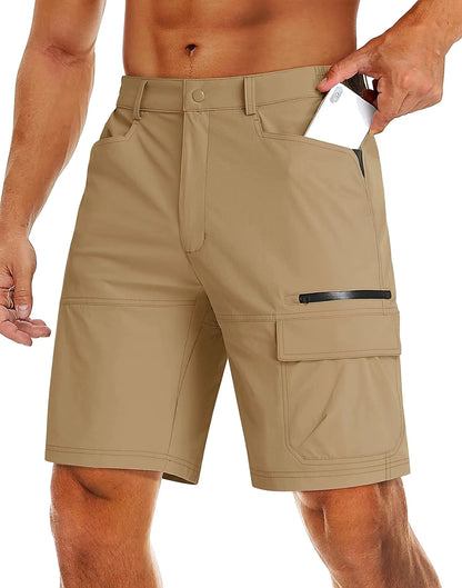 MAGCOMSEN Mens Khaki Shorts Cargo Hiking Shorts Quick Dry Work Shorts Lightweight Summer Shorts Khaki40