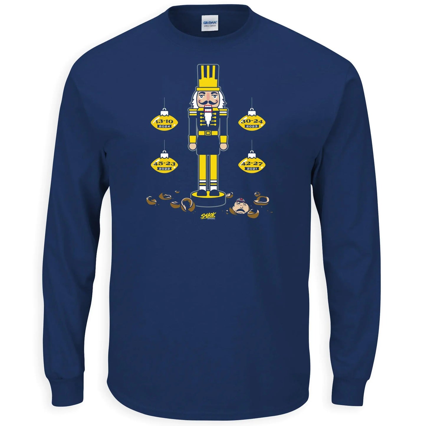 Smack Apparel Nutcracker (Anti-Ohio) T-Shirt for Michigan College Fans (SM-5XL) (Navy Long Sleeve XX-Large)
