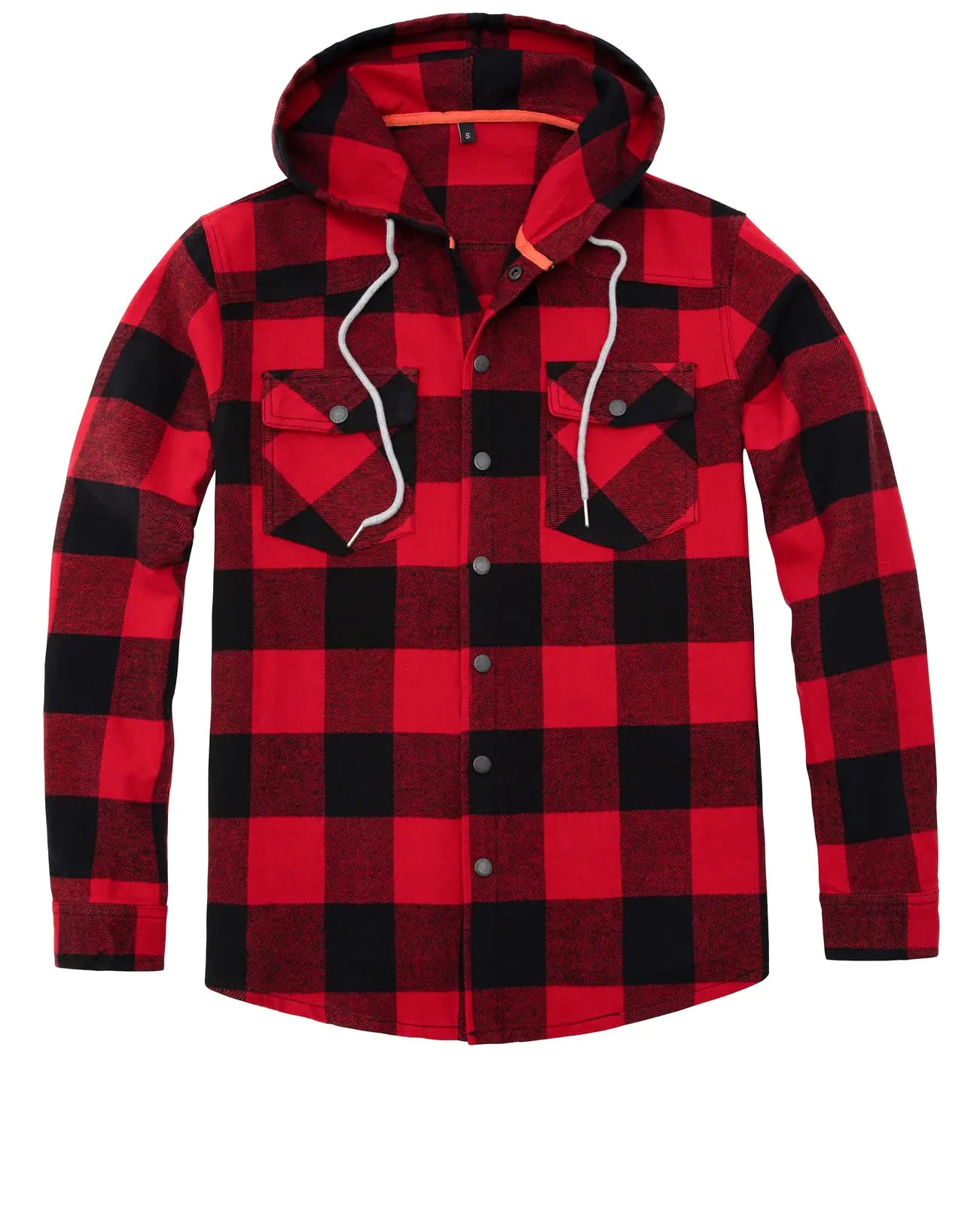 ZENTHACE Hooded Flannel Shirt for Men Flannel Shirt Jacket with Hood Mens Plaid Flannel Hoodies Jacket Red L