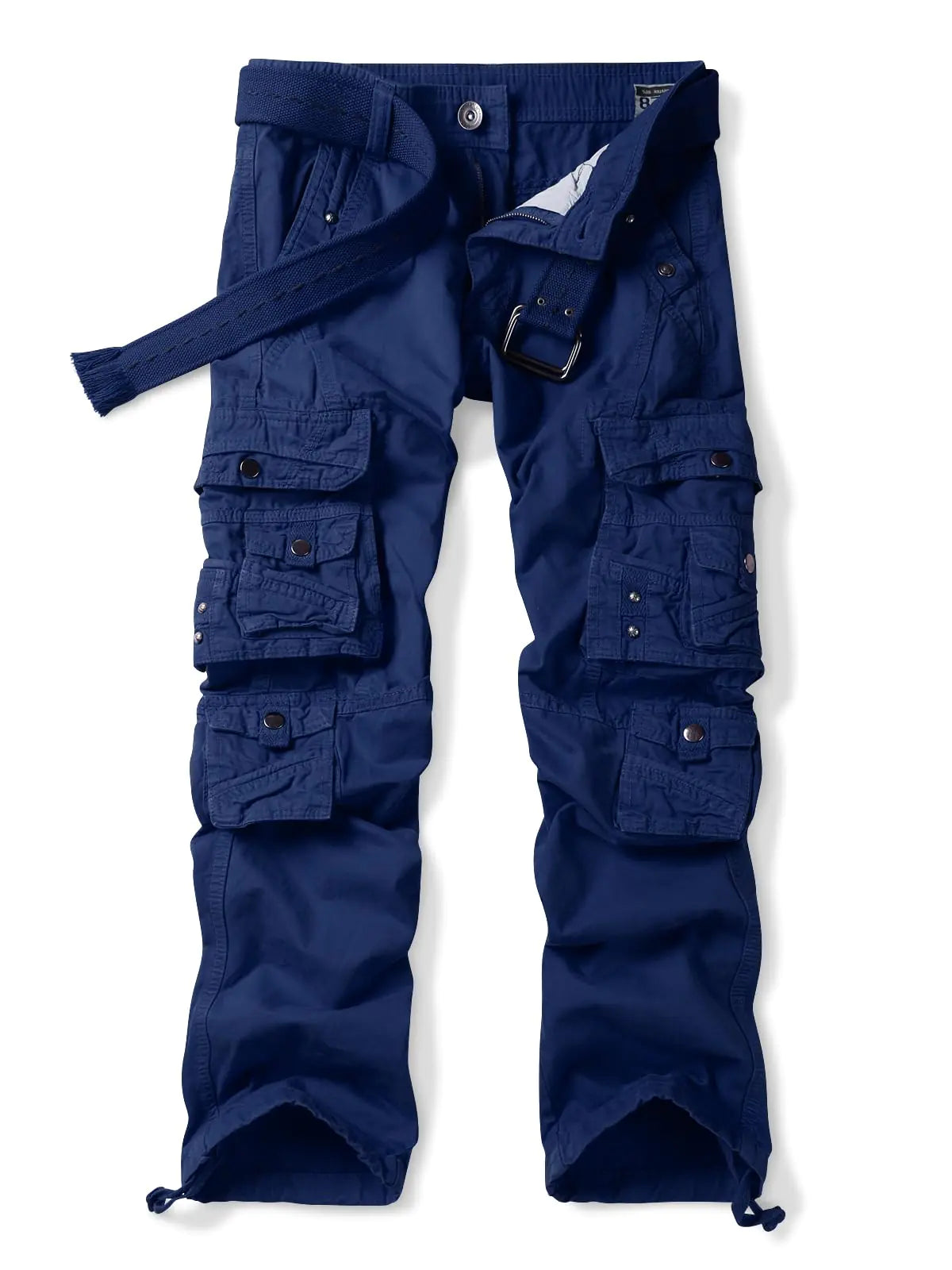 Mens Casual Cargo Cotton Relaxed Fit Tactical Outdoor Work Pants with Multi-Pockets Dark Blue 38
