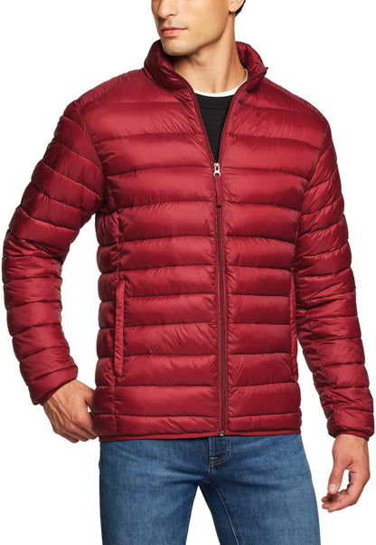 TSLA Mens Lightweight Packable Accent Puffer Jacket Water-Resistant Winter Jackets Ascent Puff Jacket Brick Medium