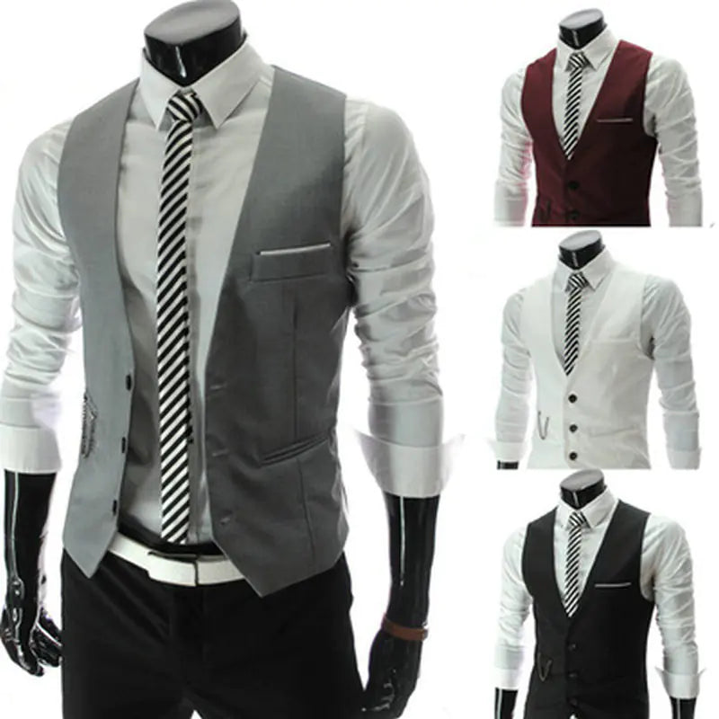 Men's Slim Fit Business Casual Cotton Polyester Vest