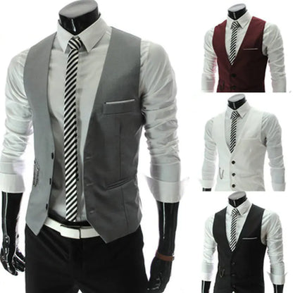 Men's Slim Fit Business Casual Cotton Polyester Vest