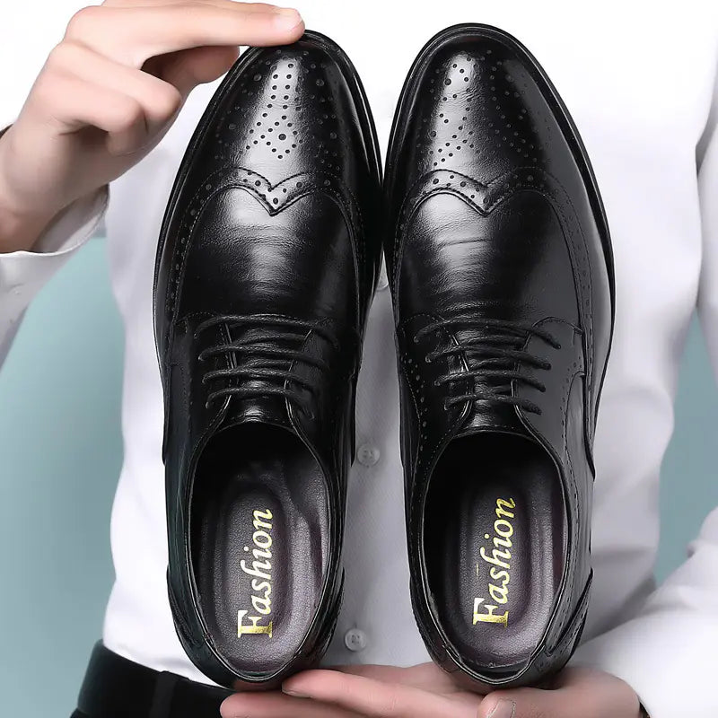 New Spring Men's Business Brogue Shoes - Breathable Style