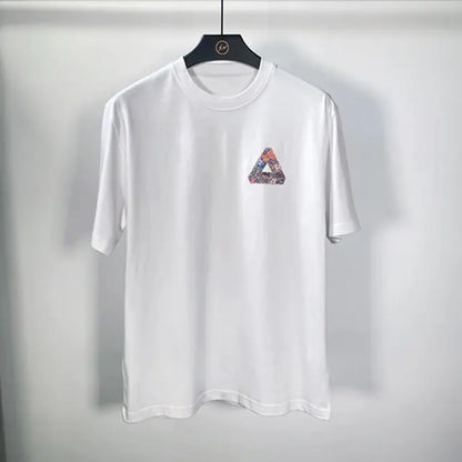 Funny Triangle Print Crew Neck Cotton T-shirt for Women