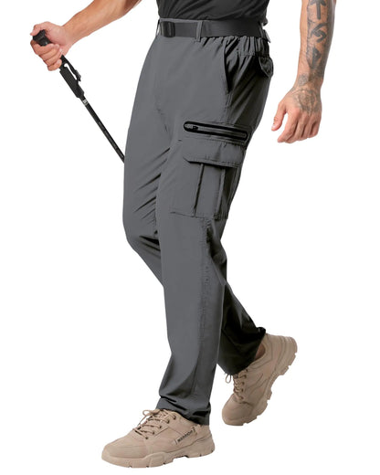 NATUVENIX Hiking Pants Men Lightweight Mens Travel Pants Quick Dry Cargo Work Pants for Men Water Resistant Fishing Pants Men Darkgrey