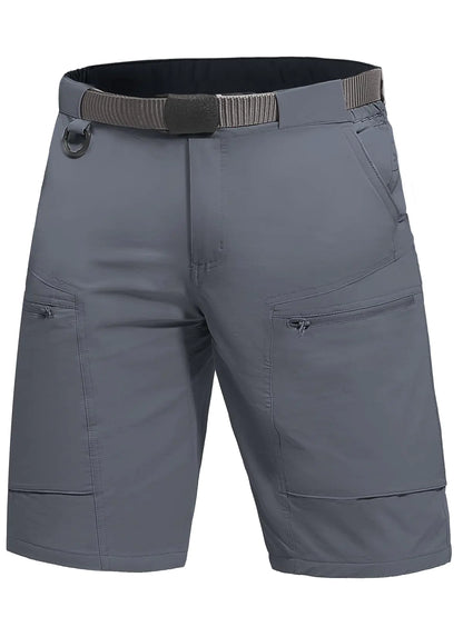 FREE SOLDIER Mens Cargo Hiking Shorts with Belt Lightweight Breathable Quick Dry Tactical Shorts with 6 Pockets for Casual Work Golf Camping Gray Blue