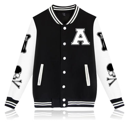 babyhealthy Mens Varsity Jacket Letter Print Causal Slim Fit Baseball Bomber Jacket Button Down letterman jacket