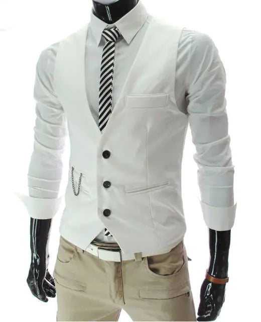 Men's Slim Fit Business Casual Cotton Polyester Vest