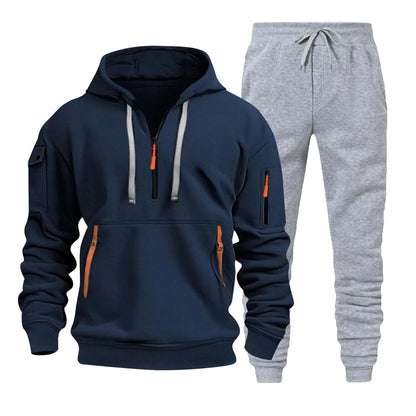 Mens 2 Piece Outfits Sweatsuit Oversized Sweatshirt Lounge Sets Baggy Sweatpants Fall Orange Tracksuit with Pockets
