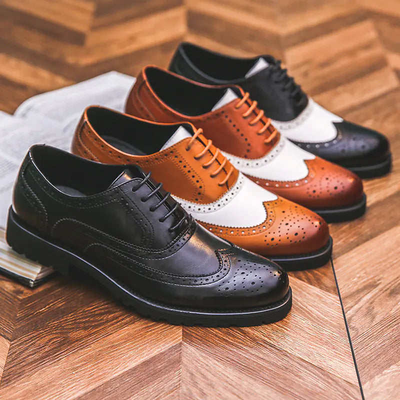 Men's Color Block Brogue Business Casual Shoes