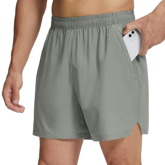 Willit Mens Athletic Shorts Workout Running Quick Dry Gym Shorts for Men Lightweight Active Shorts with Pockets 5" Light Gray S