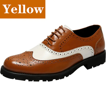 Men's Color Block Brogue Business Casual Shoes