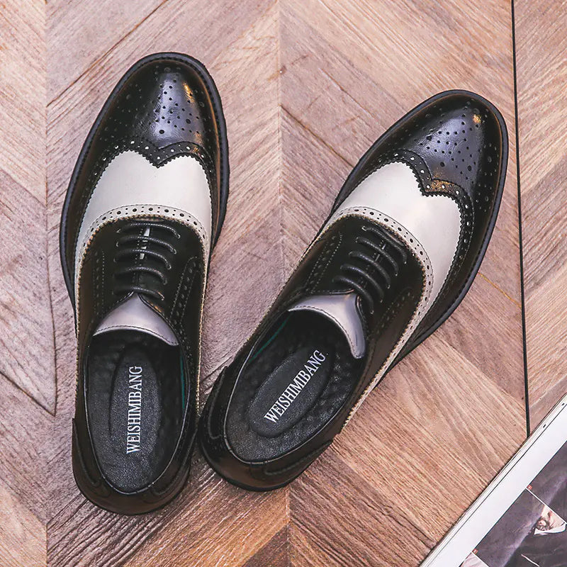 Men's Color Block Brogue Business Casual Shoes