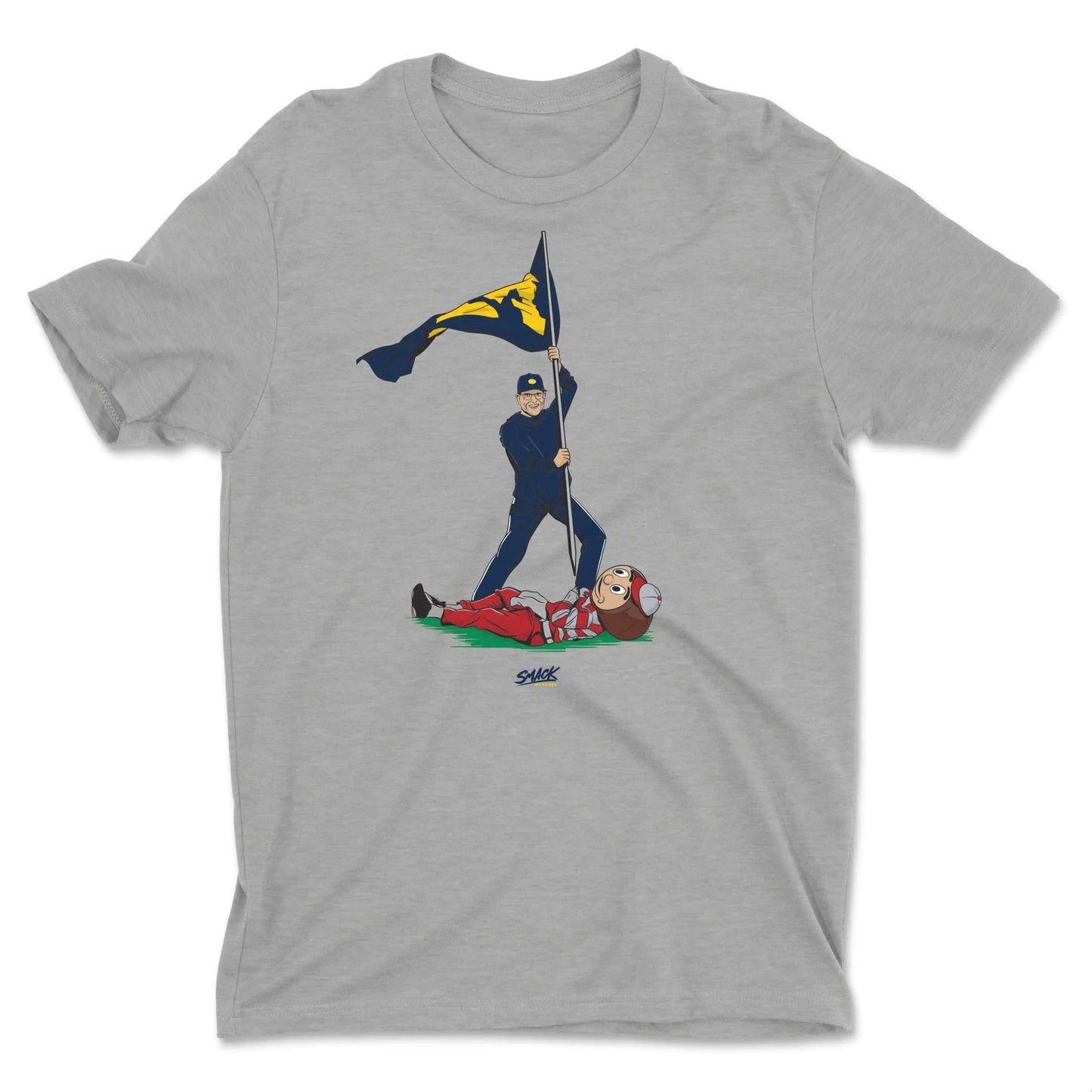 Plant The Flag (Anti-Ohio) T-Shirt for Michigan College Fans (SM-5XL) (Gray Short Sleeve Large)