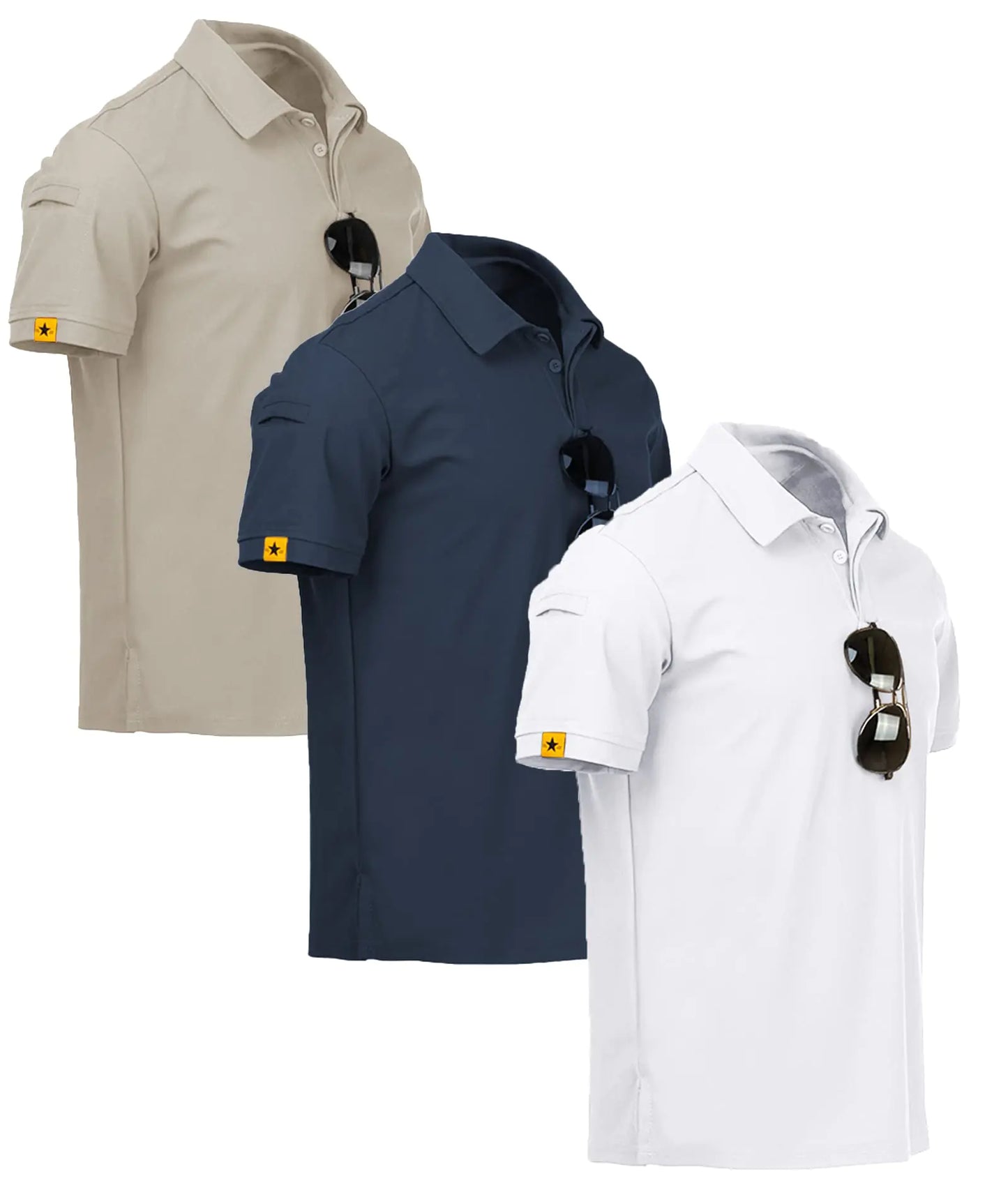 SCODI 3 Pack Mens Polo Shirts Short Sleeve Tactical Shirts Performance Athletic Moisture Wicking Golf Shirt for Men