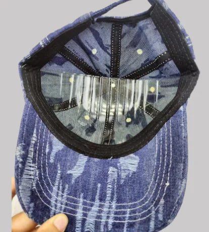 Curved Brim Baseball Cap with Color Block Design