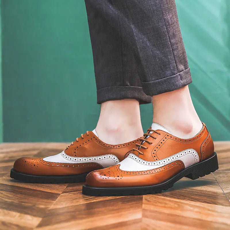 Men's Color Block Brogue Business Casual Shoes