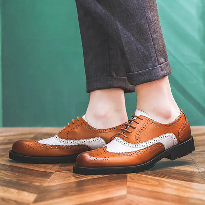 Men's Color Block Brogue Business Casual Shoes