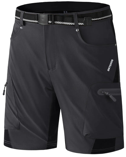 KEFITEVD Mens Hiking Cargo Shorts Quick Dry Outdoor Travel Shorts Lightweight Summer Casual Fishing Golf Work Shorts with Pockets Black