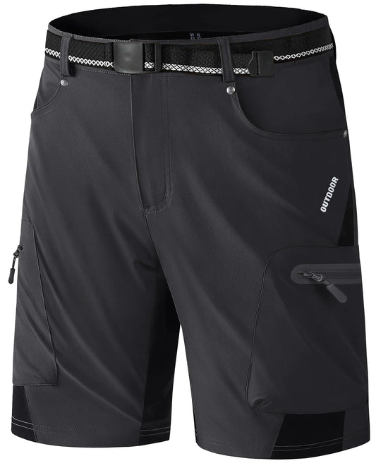 KEFITEVD Mens Hiking Cargo Shorts Quick Dry Outdoor Travel Shorts Lightweight Summer Casual Fishing Golf Work Shorts with Pockets Black